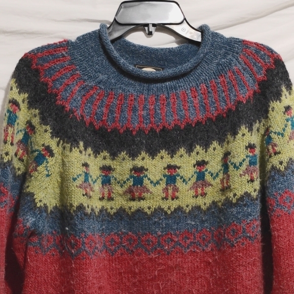 Planet Earth Hand Loomed Beautiful ❤️ Vintage Sweater Sz.L (X-64 CRATE) - Picture 2 of 8